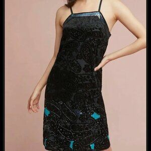 Anthropologie‎ Dress Cocktail Sequined Dress Little Black Dress NEW WITH TAGS